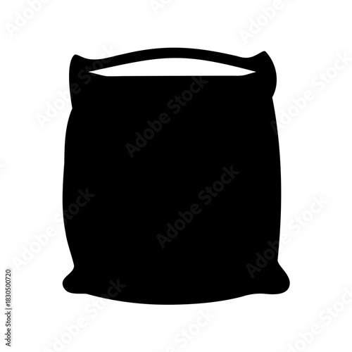 Solid Black Sack Silhouette Isolated on White Background for Various Applications