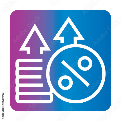 inflation rate black line icon for digital and print projects.