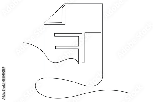 Document with folded corner continuous line drawing minimalist style