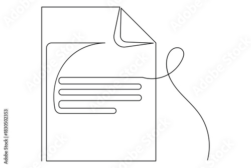 Folded corner paper simple outline single line art illustration isolated