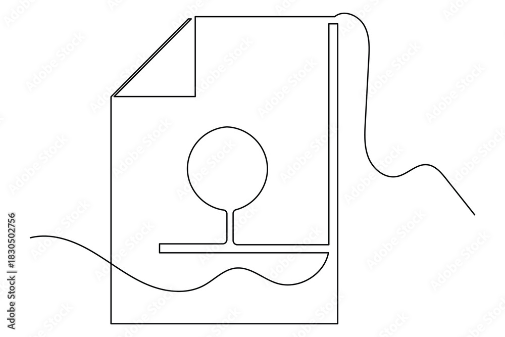 Obraz premium Paper note with corner fold simple single line art outline minimal