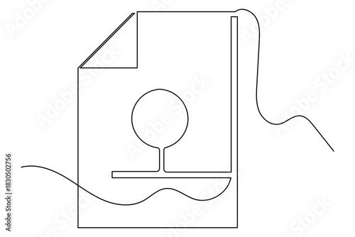 Paper note with corner fold simple single line art outline minimal