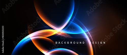 Abstract neon lines create dynamic curves, glowing shapes against dark background. Modern design element for digital projects.