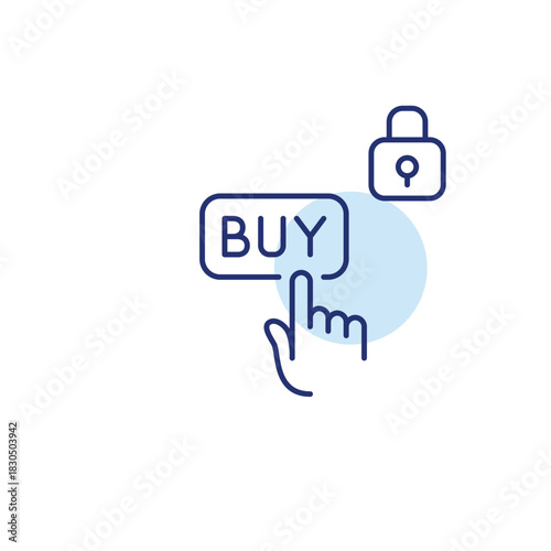 Buy button and lock. Secure e-commerce and transactions. Safe online shopping. Pixel perfect, editable stroke vector icon