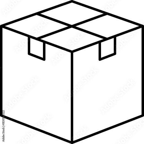 Clean Outline Sealed Cardboard Shipping Box Icon