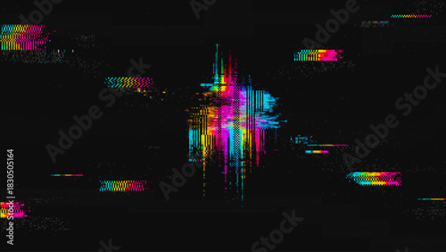 VHS Glitch Screen Effect. Abstract Technology Vector Background