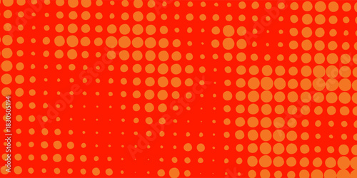 red dot background. Polka dot pop art halftone pattern. Red dots on orange background. vector illustration.