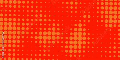 red dot background. Polka dot pop art halftone pattern. Red dots on orange background. vector illustration.