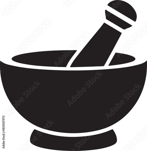 Mortar and Pestle Icon Pharmacy Medicine Herbal and Grinding Symbol