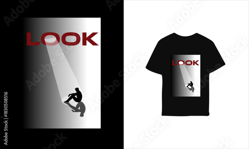 A dramatic minimalist graphic featuring a solitary silhouette of a person sitting introspectively within a stark, elongated spotlight, emphasising themes of observation, focus, and quiet solitude