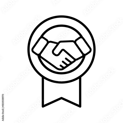 Outline Mentor Certified Badge Star Line Art Icon
