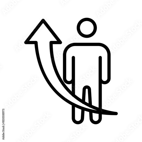 Outline Guided Learning Arrow Path Line Art Icon
