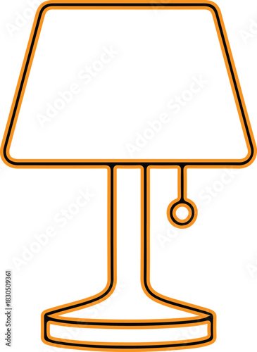 Simple line drawing of a classic table lamp with pull chain