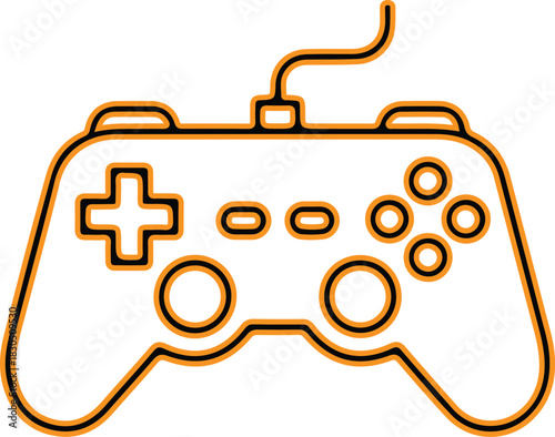 Retro video game controller icon with a wire