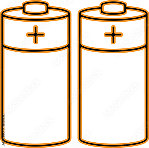 Two aa batteries side by side with positive terminals facing up