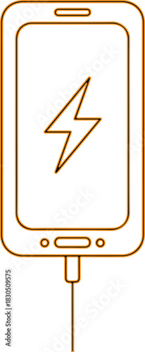 Smartphone charging with a lightning bolt icon on screen
