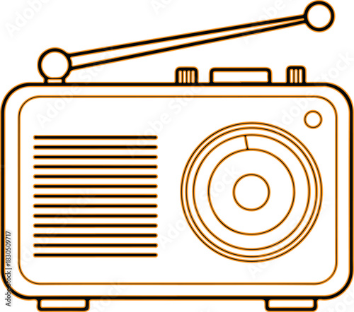 Vintage portable radio with antenna and speaker