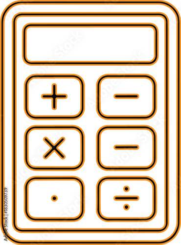 Simple outline of a calculator with basic math symbols