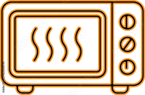 Modern kitchen appliance heating food with steam lines