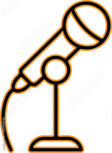 Simple outline microphone on a stand with a cable