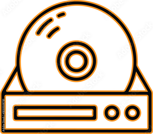 Compact disc player with a cd inside a minimalist outline style