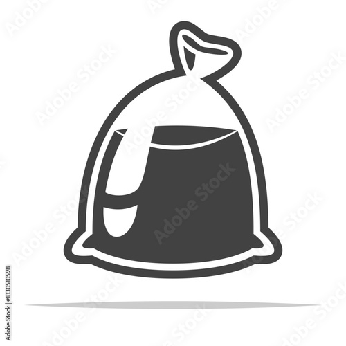 Water in plastic bag icon transparent vector isolated