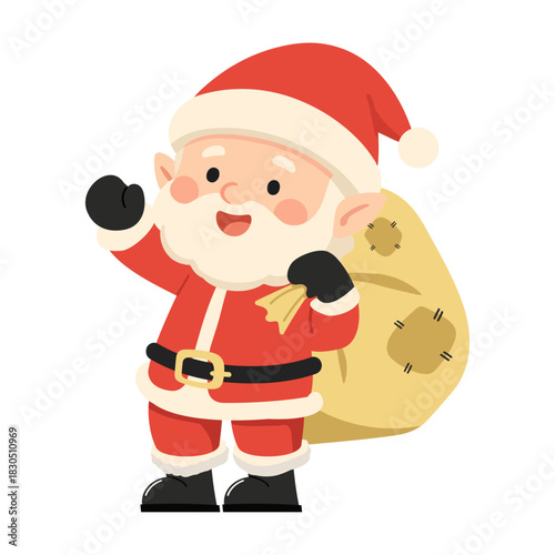 Cartoon Santa Claus With Sack Illustration