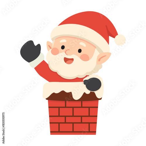 Cartoon Santa Claus in Chimney Illustration