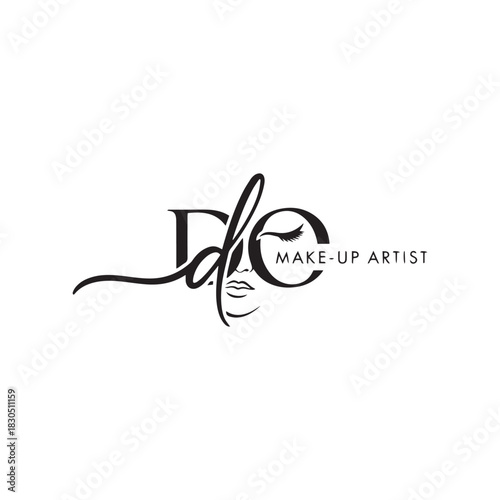 Elegant makeup artist logo design for beauty brand identity and cosmetic marketing campaigns, perfect for salon advertising and professional branding needs