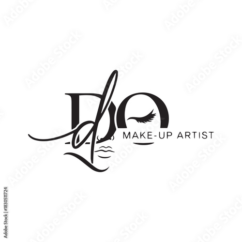 Sophisticated makeup artist logo for branding and advertising, with elegant design elements and a modern touch for beauty and fashion businesses