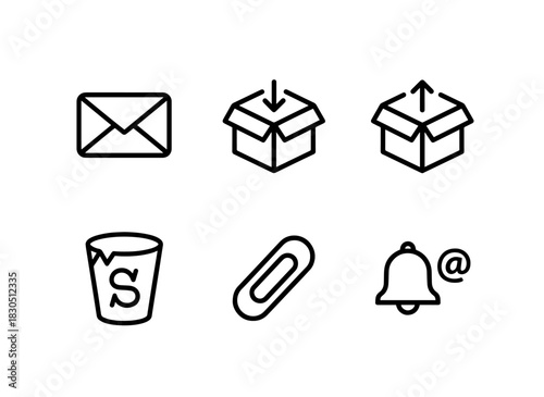 Email Inbox Outbox Spam Attachment Email Notification Minimal Bold Line Icon Set