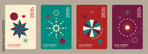 A set of the various Christmas posters in a simple decorative style design. Vector illustration.