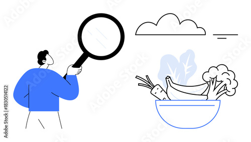 Food exploration concept. Food exploration promoted as part of a healthy lifestyle. Food exploration focusing on vegetables, fruits, and natural choices. For wellness, health, diet, sustainability