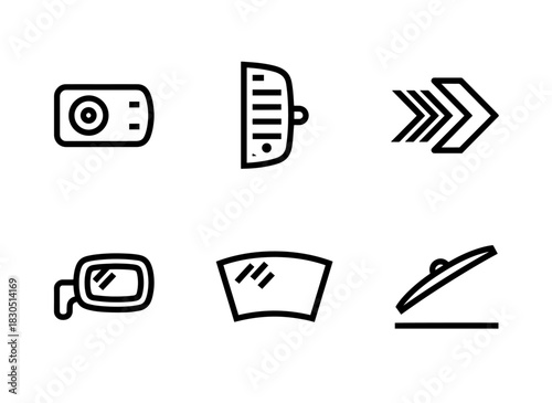 Headlight Taillight Indicator Mirror Windshield Wiper — Minimal bold line icon set