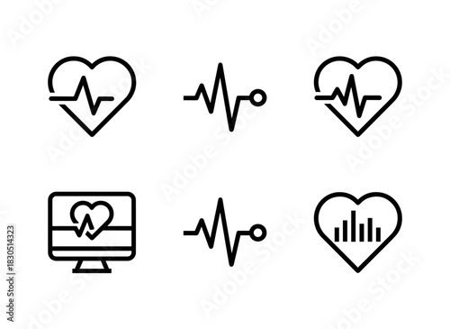 Heart Rate Monitor Heartbeat Line Heart Pulse Heartbeat Graph Heartbeat Monitor — Minimal bold line icon set