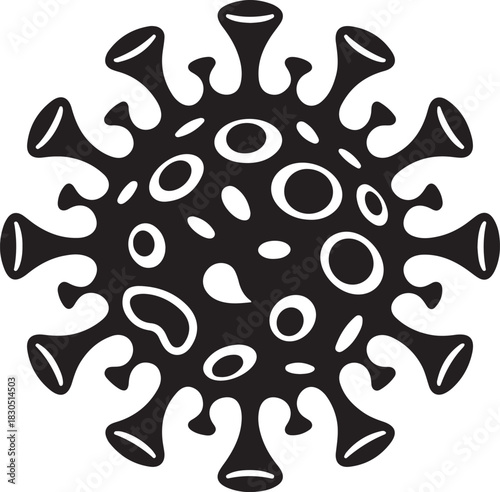 Black and white coronavirus icon graphic for health and science illustrations