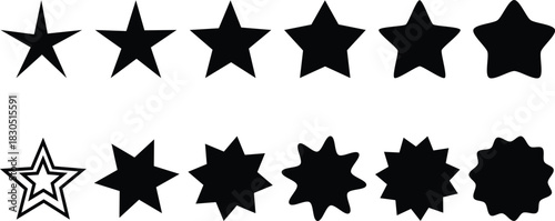 Black star shape vector set
