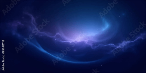 Abstract dark blue and purple nebula background with glowing light