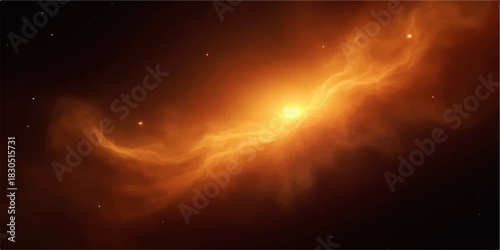 Dramatic orange nebula in deep space with stars and cosmic dust