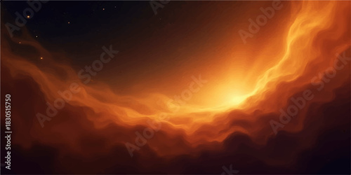 Fiery cosmic nebula with bright center in deep space illustration