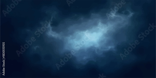 Abstract blue nebula swirls in deep space background texture