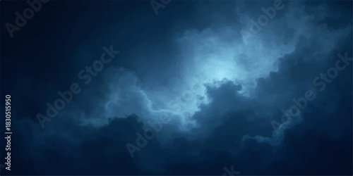 Mystical blue nebula cloudscape with stars in deep space