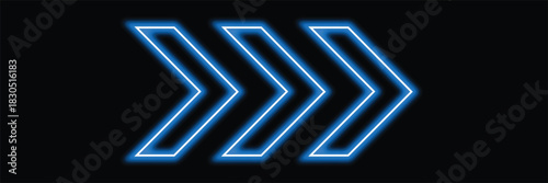  Neon Chevron Arrows Set - Glowing Repeated Directional Indicators Vector