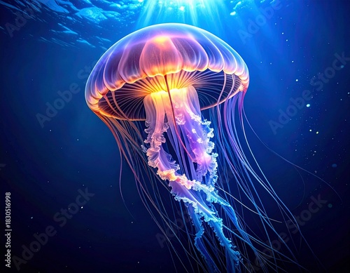 ・深海で静かに漂う架空クラゲの幻想アート
・Dreamlike Art of a Rare Fictional Jellyfish Drifting in the Deep Sea