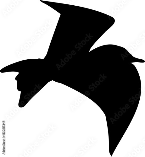 Flying flock of birds silhouette, Simple swallows in flight, crows in the sky. Group of birds border. Vector illustration