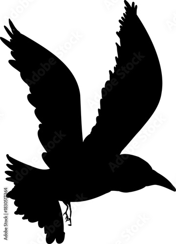 Flying flock of birds silhouette, Simple swallows in flight, crows in the sky. Group of birds border. Vector illustration