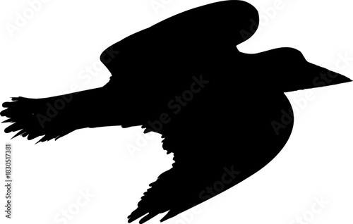 Flying flock of birds silhouette, Simple swallows in flight, crows in the sky. Group of birds border. Vector illustration