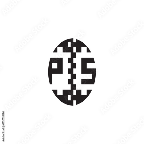 Pixel Logo Concept Bold Unique Design PS Monogram Initial Alphabet Alphabet