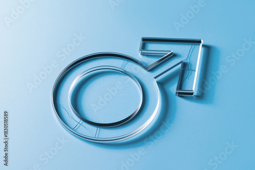 Male gender symbol with cracks symbolizing fragile masculinity and breaking of gender stereotypes