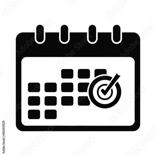 Goal deadline calendar icon, scheduled target achievement vector illustration, Time management and planning success calendar icon
